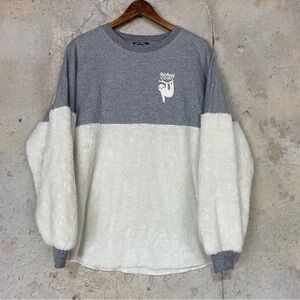 Disney spirit jersey rain forest cafe gray cream Sherpa long sleeve medium